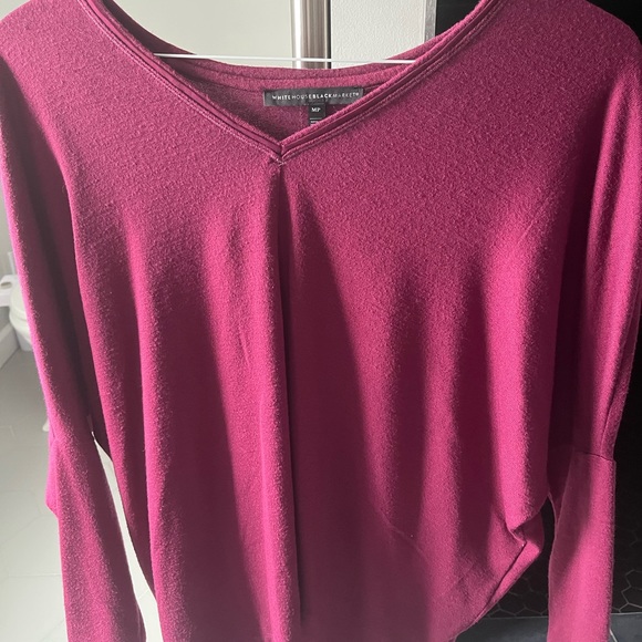 Maroon White House Black Market long sleeve tunic - Picture 2 of 2